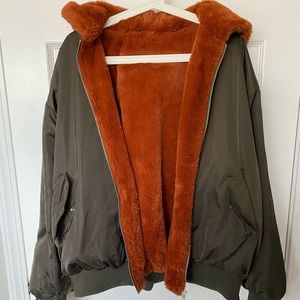 Oversized Faux Shearling Bomber Jacket